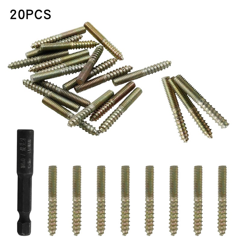 Hitefu 20PCS Hanger Bolts, M4 Double Ended Screws 1.18"(30mm) Length, M4 Dowel Screw for Wood Furniture, with (M4x0.7mm) Hanger Bolt Driver - Image 2